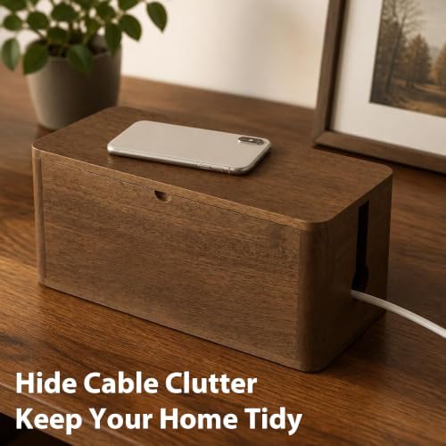 ZhiYo Wood Cable Management Box, Medium Cord Organizer Box for Power Strip - Image 5