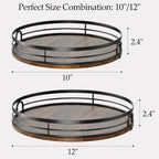 LAMU 2 Pack 10'' 12'' Lazy Susan Turntable Organizer for Cabinet, Round Wood Lazy Susan for Table Top, Countertop, Pantry, Spice, Bathroom Vanity, Coffee, Decor - Image 2