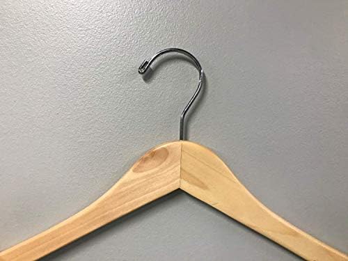 NAHANCO 17” Flat Wooden Shirt Hanger, No Notches, Natural Gloss, 25 Pack - Image 4