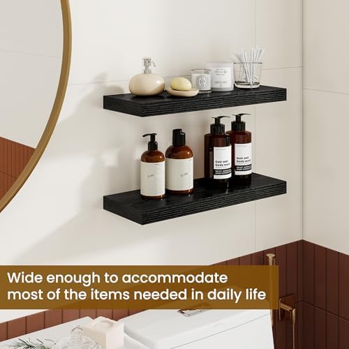 Dreamland Black Floating Shelves 20 inch, 6.7" Deep Wall Shelves, Set of 3 - Image 5