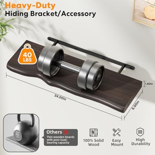 Organic Wavy Edge Floating Shelves,Hidden Brackets,2 Pack 24 in - Image 3