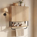 FerniTry Farmhouse Bathroom Wall Cabinet Fluted,Medicine Cabinet Over The Toilet Storage Cabinet with Adjustable Shelf, Wood Wall Mounted Storage Cabinet Organizer (Oak, Small) by FerniTry