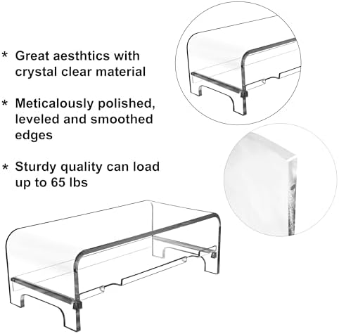 AMT 2 Tier 5.7 Inch High Acrylic Laptop Monitor Stand & Computer Riser with Cat Keyboard Protector, Space-Saving Design, Extra Storage, Clear Shelf - Ideal for Monitors, Laptops, Printers, Desktop - Image 5