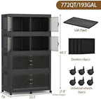 SAILUN 760Qt Stackable Storage Bins,Storage Cabinet with a Lid,4 Pack Black - Image 4