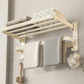 VOLDRA Towel Racks for Bathroom, 24-Inch Towel Shelf with Towel Bar Foldable Towel Holder with 7 Hooks Towel Storage Organizer for Bathroom & Lavatory Wall Mounted(Cream White) by VOLDRA