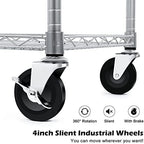 WDT 990Lbs Capacity Heavy Duty Rolling Utility Cart, NSF Rolling Carts with Wheels,Commercial Grade Metal Cart with Handle Bar & Shelf Liner,Trolley Serving Cart for Restaurant,Kitchen,Gray - Image 4
