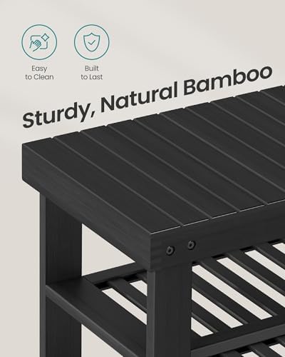 SONGMICS Shoe Rack Bench, 4 Tier Bamboo, 11.3 x 27.6 x 20.5 Inches - Image 6