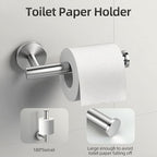 Brushed Nickel Bathroom Hardware Set 10 Pieces, Bathroom Towel Rack Holder Set Wall Mounted, SUS304 Stainless Steel Towel Bar Set - 16 Inch Towel Bar, Toilet Paper Holder, Towel Hooks, Towel Ring - Image 4