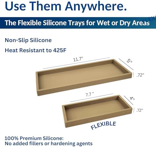 Spacewiser Countertop & Vanity Silicone Tray – 2 PC (11.7" & 7.7") Set - Image 3