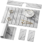 4 Pcs Diatomaceous Earth Dish Drying Mat Set, 24''x16'' Stone Dish Drying Mat, Faucet Mat and 2 Coasters for Kitchen Counter, Super Absorbent Quick Dry Mats for Dishes Bottles Cups by Elevateyourspacewithstorageoptions
