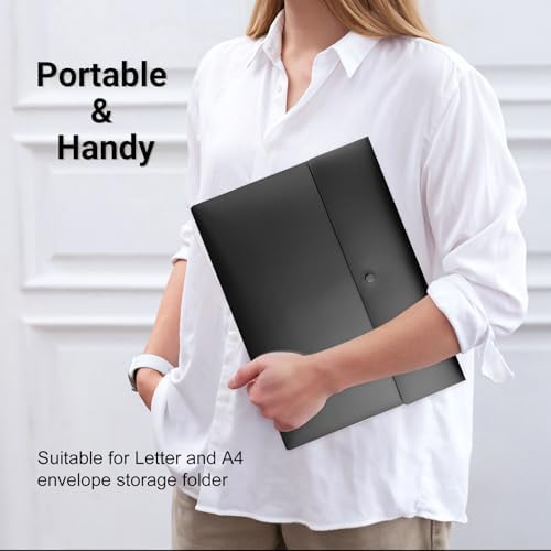 Plastic Envelopes Folders 12mil Heavy Duty, for A4 Letter Size Paper, with Snap Closure Pack, Paperwork Plastic Wallets Document Organizer (25 Pack - Black, Horizontal) - Image 5