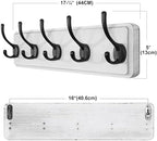 SKOLOO Rustic Coat Rack Wall Mount, 5 Hooks, 17 Inch, Solid Wood, White - Image 6