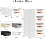Homsorout Stackable Storage Drawers - Large Collapsible Storage Bins with Drawers, 6 Pack Closet Shelf Organizer Basket, Fabric Pull Out Organizer for Bedroom, Living Room, Dorm, White - Image 3