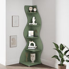 Tribesigns Corner Shelf, Modern 5-Tier Wall Corner Bookshelf, Stylish Corner Small Bookcase Storage Rack Plant Stand with Unique Shape for Living Room, Home Office (Sage Green, 2PCS) - Image 5