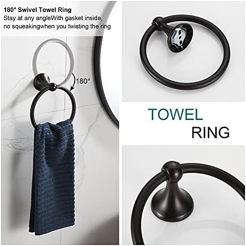 BGL Bathroom Hardware Set, Oil-Rubbed Bronze Adjustable Expandable Towel Bar 4-Piece ORB Bathroom Accessory Set Wall Mounted Robe Hook Toilet Paper Holder Towel Ring Towel Bar - Image 3