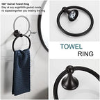 BGL Bathroom Hardware Set, Oil-Rubbed Bronze Adjustable Expandable Towel Bar 4-Piece ORB Bathroom Accessory Set Wall Mounted Robe Hook Toilet Paper Holder Towel Ring Towel Bar - Image 3