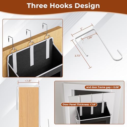 2 Pack 5 Tier Over the Door Organizer for Bathroom, Bedroom, Pantry, Black - Image 4