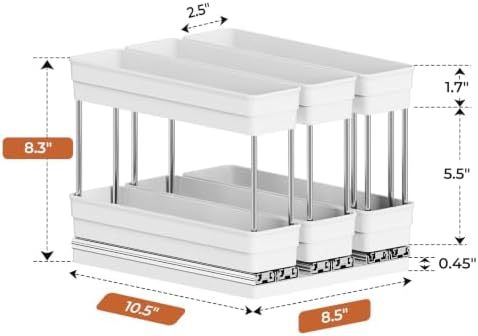 Mystozer Pull Out Spice Rack Organizer for Cabinet, Slide Out Spice Racks Organizer, Easy to Install Spice Cabinet Organizers, 8.5''Wx10.5''Dx8.3''H, 3 Drawers-2 Tiers (White) - Image 4