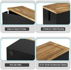 Bivvclaz Cable Management Box Medium, Wooden Cord Organizer Box for Desk, Floor, Office to Hide Extension Cords Power Stripes Surge Protectors Chargers Wires, Black - Image 3