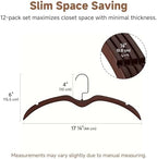 StorageWorks Wooden Hangers 12 Pack, Space Saving No Bump Hangers, Walnut - Image 2