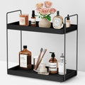 Forbena Black Bathroom Counter Organizer, Tiered Bathroom Organizer Countertop Tray, Corner Makeup Vanity Shelf Organizers and Storage for Men Perfume Skin Care Kitchen Sink Coffee Bar Station by Forbena
