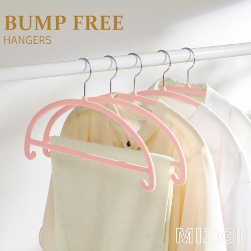 MIZGI 50 Pack Blush Pink Velvet Hangers - No Shoulder Bumps, Heavy Duty Non-Slip Chrome Hooks for Jackets, Coats, Pants - Image 2
