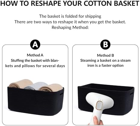 MiniArk Large Storage Baskets for Shelves, 17 x 13 x 7.5” Closet Organizers Bins for Clothes Blanket Towels, Baby Nursery, Toy Baskets Box, Woven Rope Baskets, 2 Packs Black - Image 7