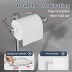 RARXTR Toilet Paper Holder Stand, Post Pivoting Design Free Standing Toilet Paper Holder, SUS304 Stainless Steel Toilet Paper Roll Holder, Heavy Stable Base (Chrome) - Image 3