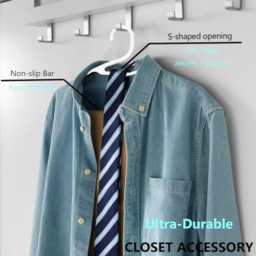 Plastic Hangers, Short Neck Hangers for Clothes, Z-Shape Shirt Hanger for Men 16.5", Flat Space Saving Blouse Hanger for Adults Suit, Hoody, Dress, Small Necked Clothing, Percha de Plástico White 20 - Image 5