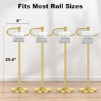 Toilet Paper Holder Free Standing, 25” H Stainless Steel Brass Gold Toilet Paper Stand, Weighted Base Floor Tissue Roll Holder for Bathroom,Toilet Roll Stand - Image 5