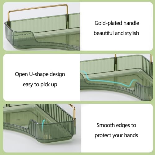 shuang qing 3-Tier Corner Bathroom Counter Organizer – Classic Storage Shelf for Makeup, Perfume & Toiletries, Space-Saving Countertop Tray Fits Bathroom, Dresser, Kitchen (Sage Green) - Image 3