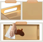 MAONAME Gold Vanity Tray Set of 2, Rectange Toilet Tank Trays with Handles - Image 4