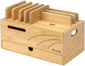 Homde Bamboo Charging Station Organizer: 6 Compartments and Drawer by Homde