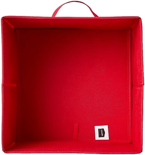 Amazon Basics Cube Organizer Storage Bins Handles, Collapsible Fabric, 10.5"x10.5"x11", Red (Pack of 30) - Image 3