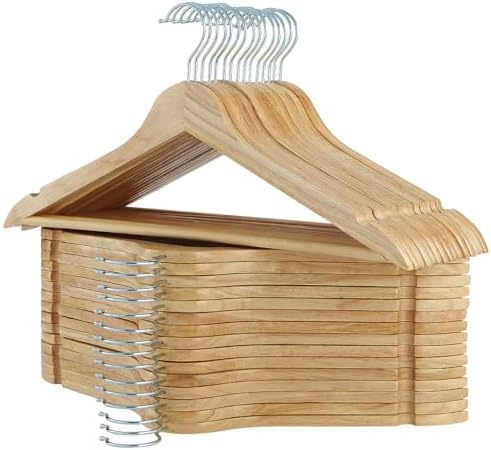 Wooden Hangers 30 Pack, Wood Hangers with Extra Smooth Finish by ELONGHOME