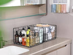 DINGTAI Metal Wire Basket Foldable Set of 4, Metal Bins for Organizing with PVC Sheet, 10.5x10.5in Wire Pantry Baskets Freezer Organizer Bins for Kitchen Closet Bathroom-Black - Image 2