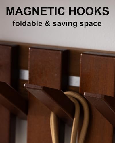 Wooden Coat Rack Wall Mount with Shelf, Heavy Duty Entryway Organizer with 4 Hooks,Coat Hooks Hanger for Coats, Hats, Bags & Towels, Walnut Wall Hanger for Hallway, Bedroom, Kitchen (4 Hooks) - Image 3