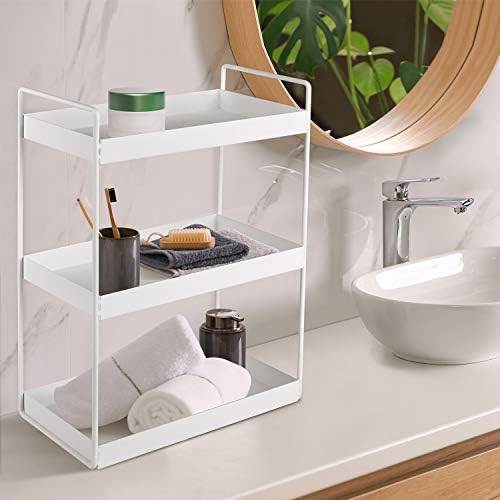 3-Tier Bathroom Countertop Organizer Vanity Tray Cosmetic & Makeup Storage Kitchen Spice Rack Standing Shelf, White - Image 2