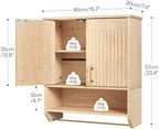 HOOBRO Narrow Bathroom Wall Cabinet with Towel Rack, Space Saving Medicine Cabinet for Small Spaces, Farmhouse Fluted Wall Storage Cabinet with Adjustable Shelf, Natural - Image 3