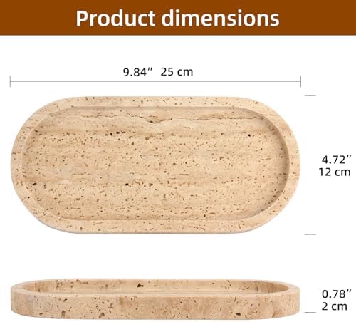 Natural Marble Tray Oval, Travertine, 10 x 5 x 0.6 - Image 2