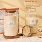 2 Pack Large Glass Flour and Sugar Storage Containers with Airtight Acacia Lids and 132 Kitchen Pantey Labels Preprint - 95 LF OZ Borosilicate Glass Canister Sets for Food,Spaghetti,Cookie,Rice - Image 2