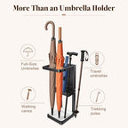 Umbrella Stand for Entryway, Sturdy Metal Umbrella Holder Indoor with Removable Drip Tray, Small Umbrella Rack for Long and Compact Umbrellas, Black Umbrella Storage Stand for Home Office - Image 6