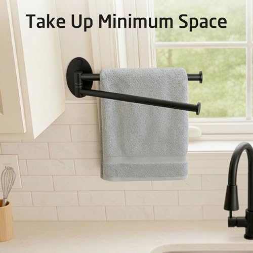 KES Swivel Towel Bar 9-Inch, for Kitchen and Bathroom, Black, Wall Mount - Image 2