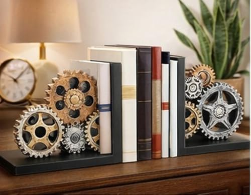 Bellaa Gear Bookends, Steampunk, Heavy Duty, 20881 - Image 5
