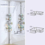 SWTYMIKI Shower Caddy Tension Pole - 4-Tier Corner Shower Organizer Tension Rod with Soap Holder, Toothbrush Holder & 4 Hooks, Adjustable Stainless Steel Bathroom Organizer 27.6 to 108.3 inch, Silver - Image 5