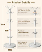 Metal Coat Rack, Modern Coat Rack Stand, 360°Rotary Coat Tree Stand - Image 2