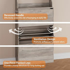 Grey Hidden Shoe Cabinet with 3 Flip Drawers & Coat Rack, Entryway - Image 5