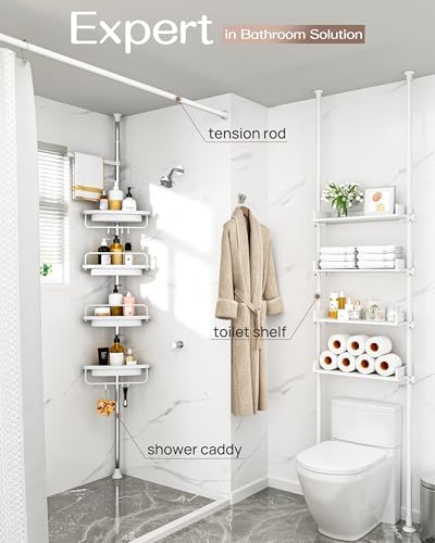 Corner Shower Caddy Tension Pole for Shampoo Holder, Stainless Steel Rod - Image 3