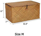 Woven Wicker Storage Bins with Lid, Seagrass Basket for Shelf Organizer, Extra Large, Set of 3 - Image 7