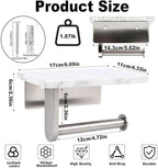 Toilet Paper Holder with Natural Marble Shelf for Bathroom Washroom,Wall Mounted Tissue Holder Suitable for Mega Roll (Brushed Nickel,Small 6.7 * 4.3 in) - Image 5